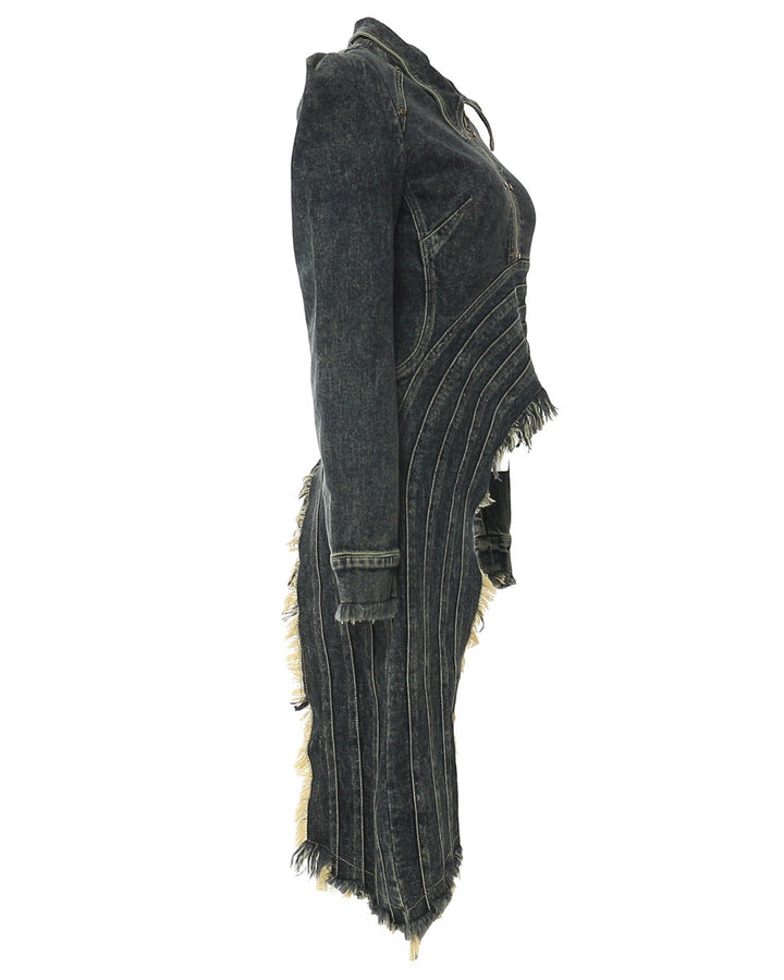 Suède cropped trenchcoat met riem en gelaagde mouwen - Linra 
