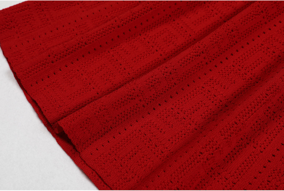 sleeveless A-line knit dress with contrast trim and gold buttons – MARINLA