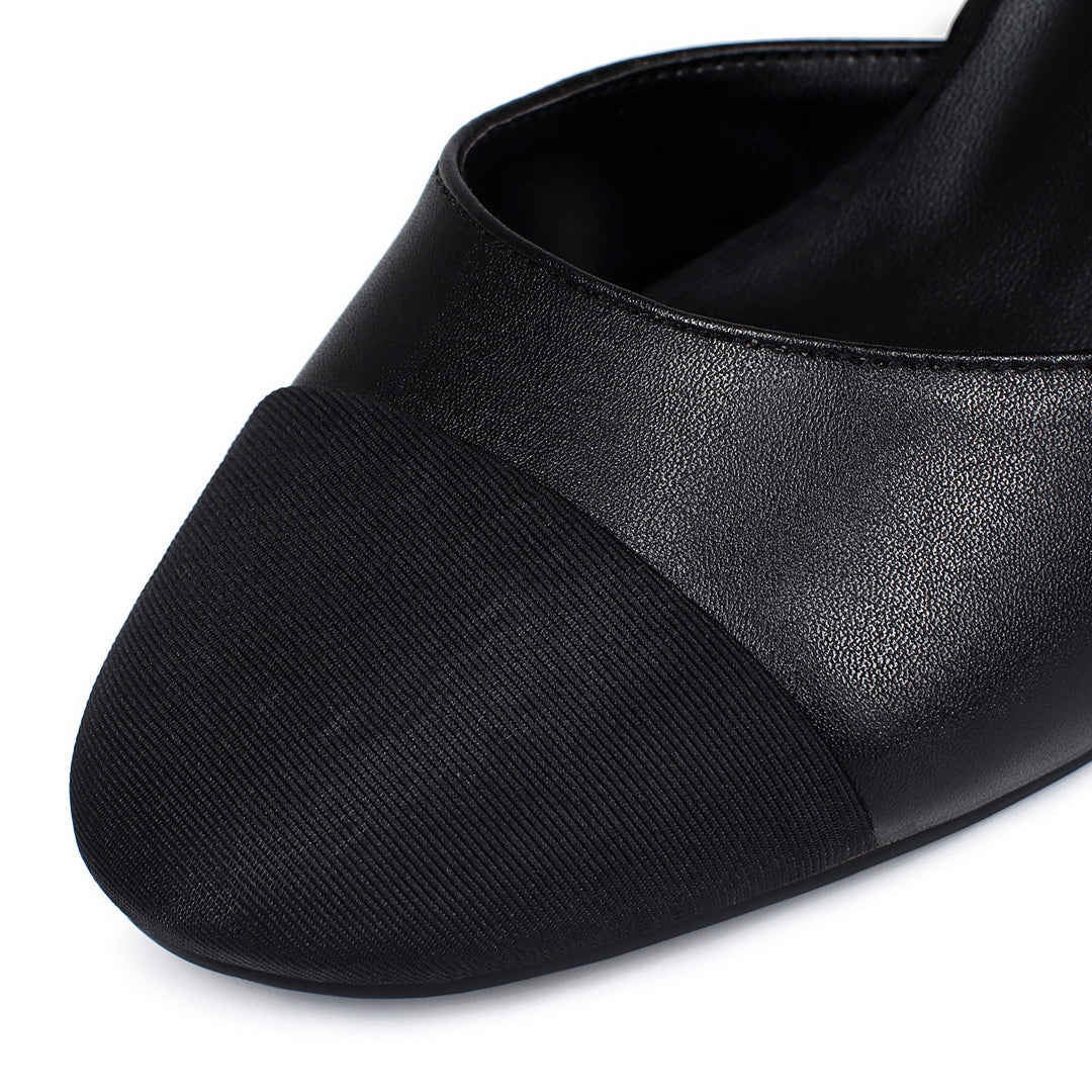 two-tone ankle heels with floral accent – CAMELLIA