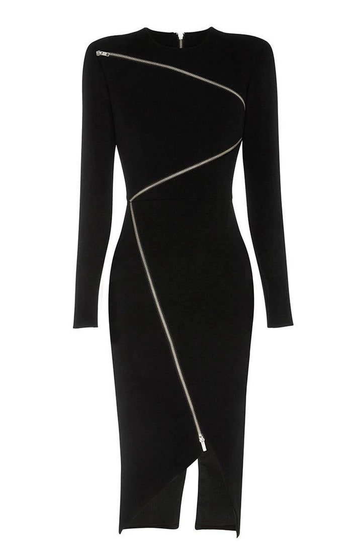 Asymmetric Zip Midi Dress – Voltage