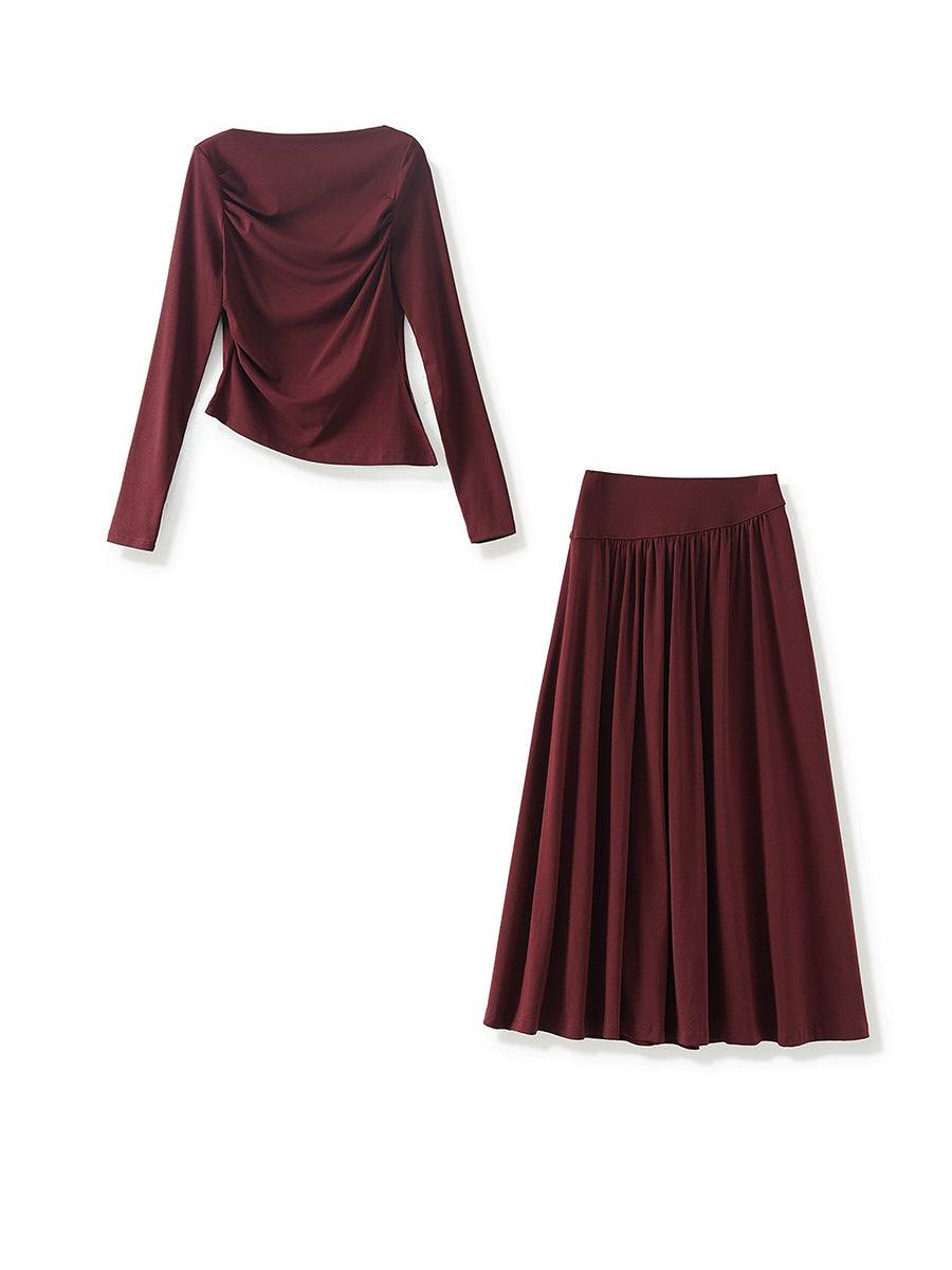 off-shoulder pleated midi set - VIVIANWI