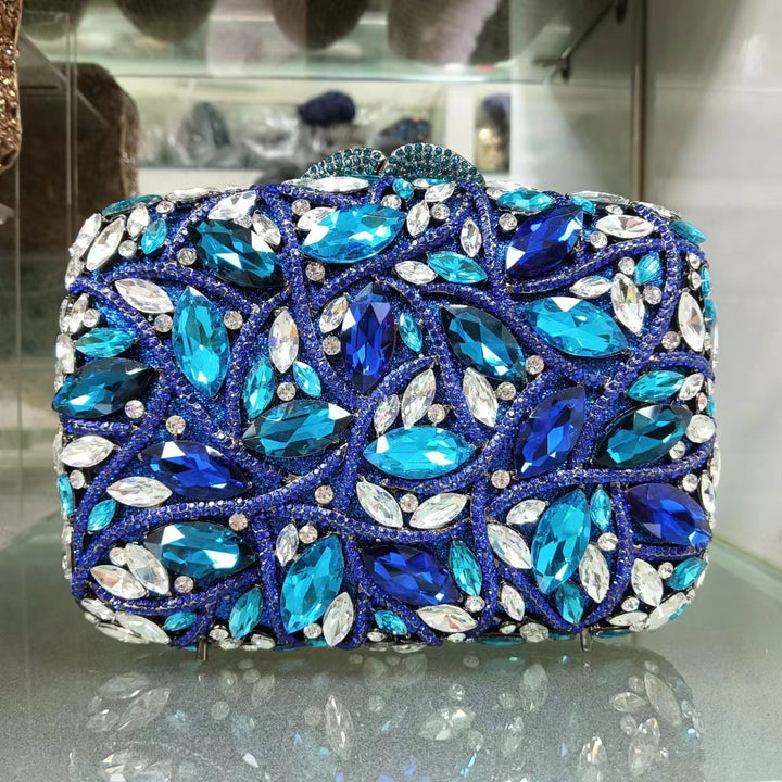 crystal embellished clutch with floral design - Enduri