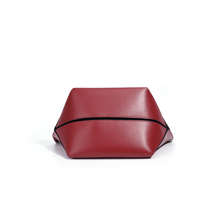 structured leather tote bag with wide side panels - ZARAZKI