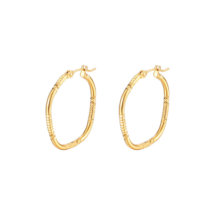 Gold-tone square hoop earrings with engraved detail - Zonzi