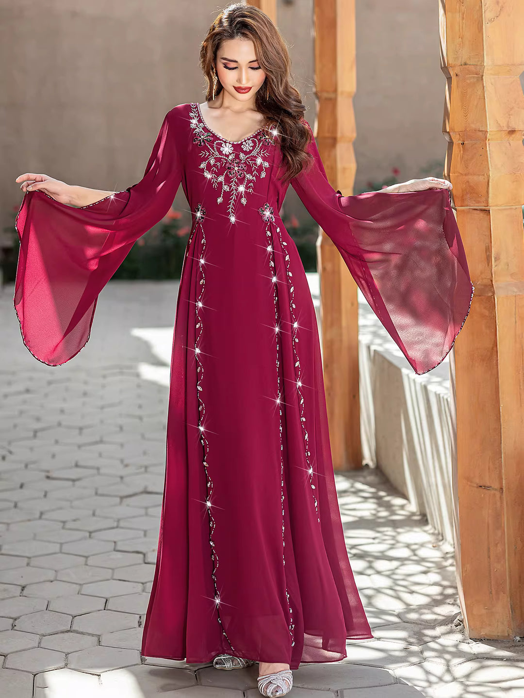 Long Sleeve Maxi Dress with Waist Detail – ELYRA