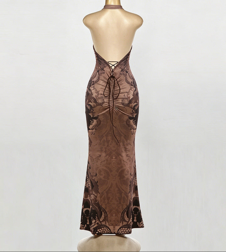 Vintage Halter Mermaid Maxi Dress - Velvet