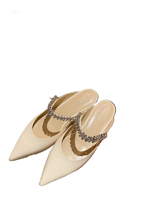 pointed toe flats with crystal strap - VERACI