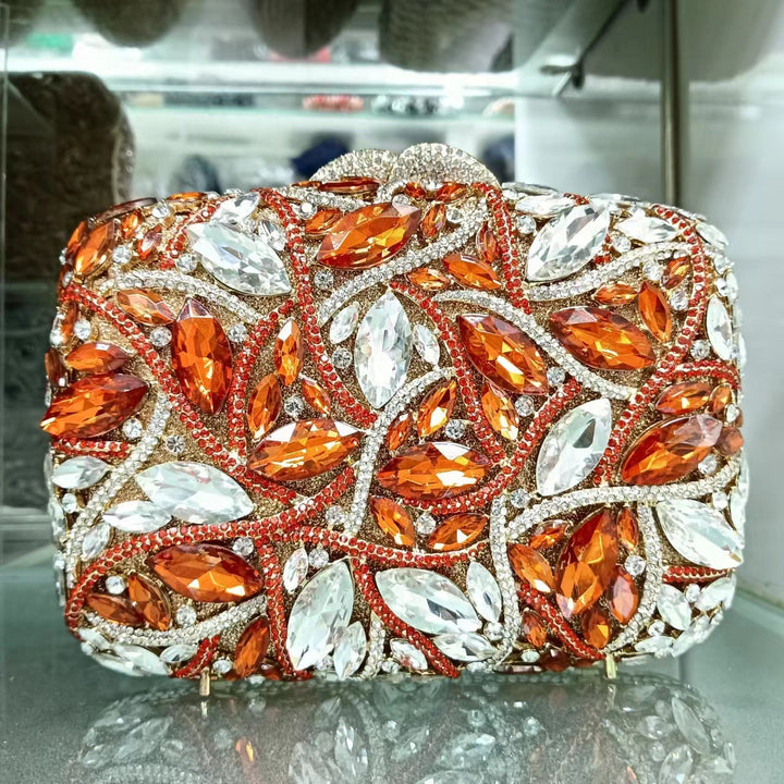 crystal embellished clutch with floral design - Enduri
