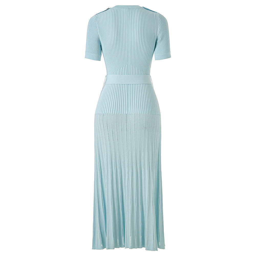 Champagne Ribbed Knit Maxi Dress - Grace