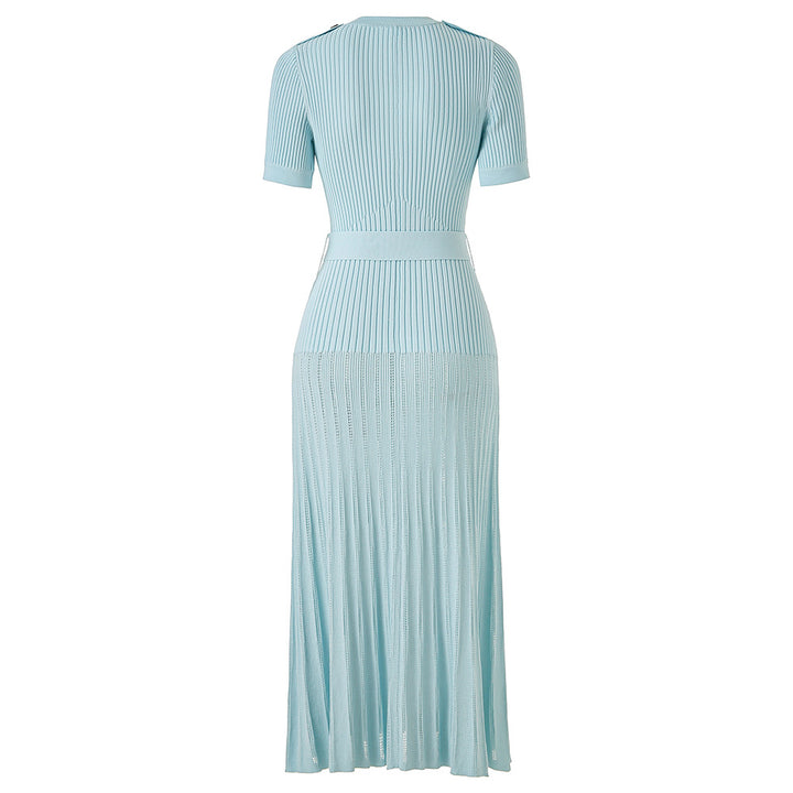 Champagne Ribbed Knit Maxi Dress - Grace