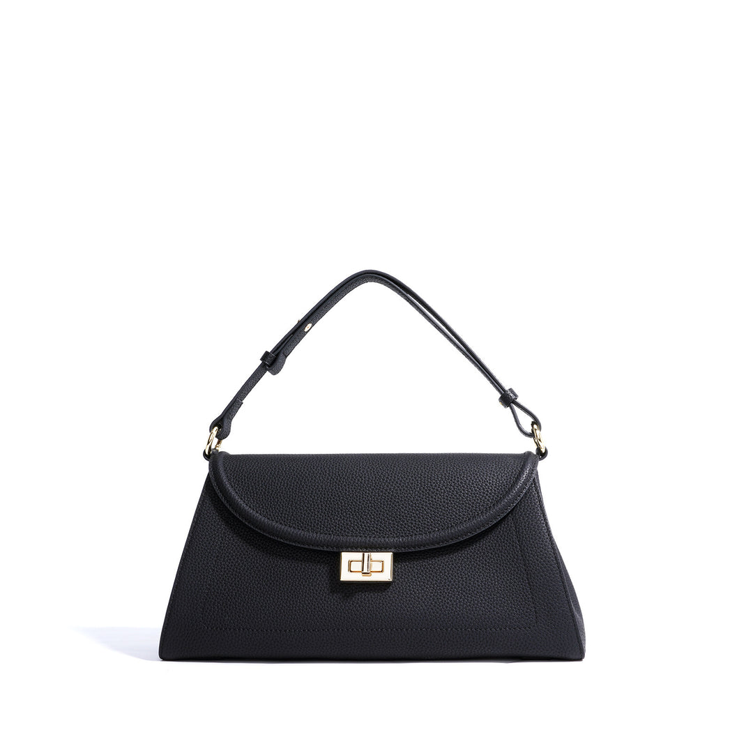 structured flap shoulder bag with turn-lock closure – NOIRÉ