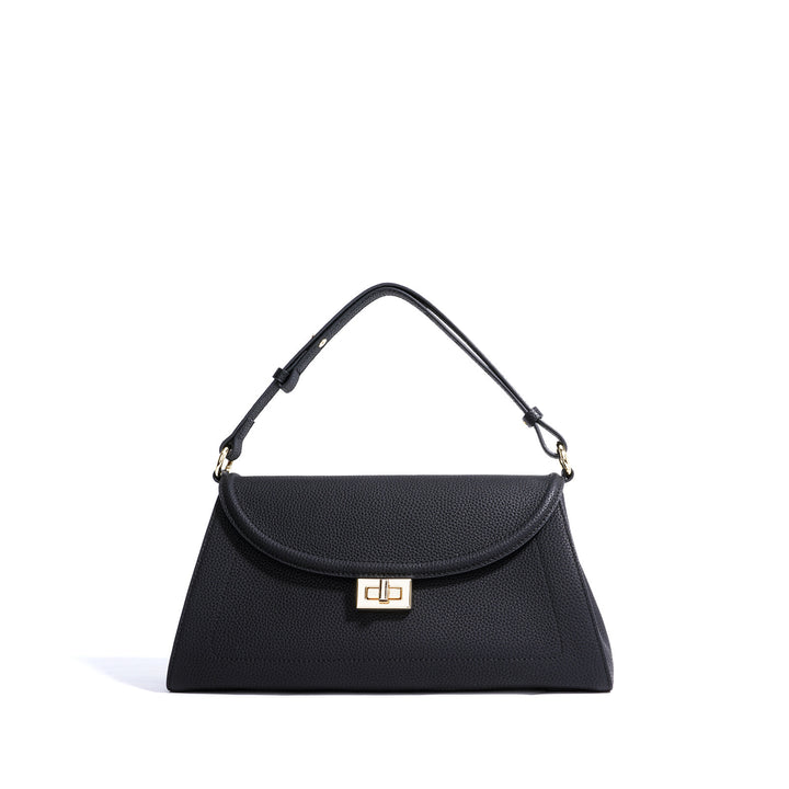 structured flap shoulder bag with turn-lock closure – NOIRÉ