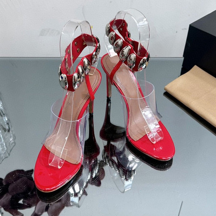 plexi-strap heels with metallic cuff – NOIR