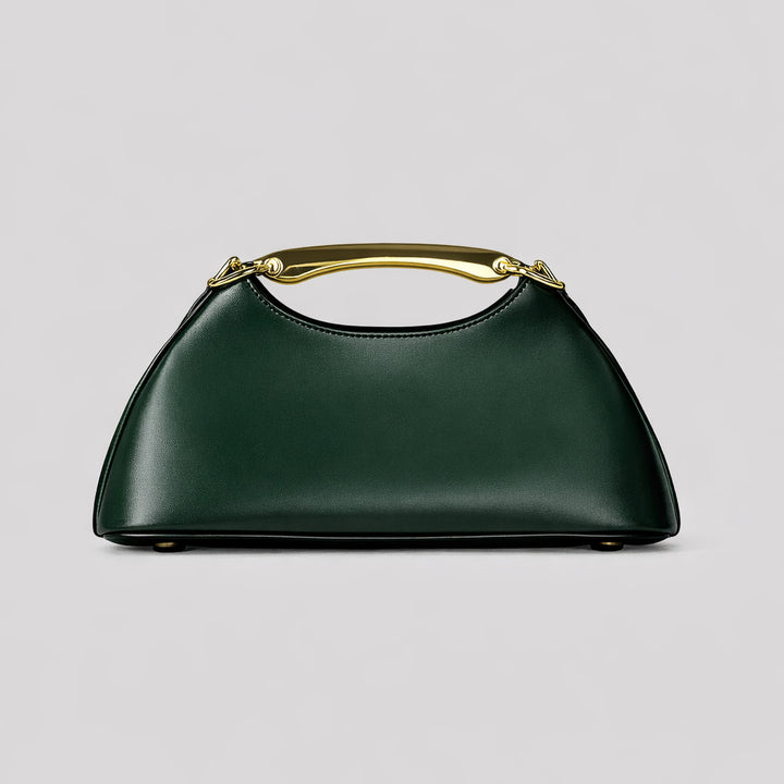 structured mini shoulder bag with gold handle – EMERALD