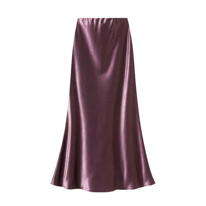 satin A-line midi skirt in icy blue – FROST