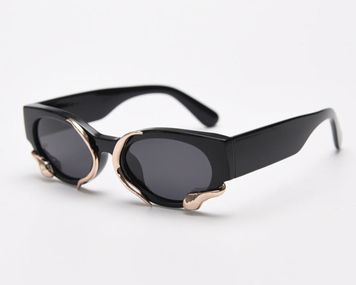 rectangular sunglasses with sculptural metal wave detail - VORTAX