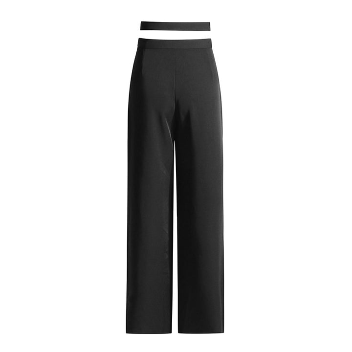 high-waist wide-leg pants with floral belt detail – ROSA