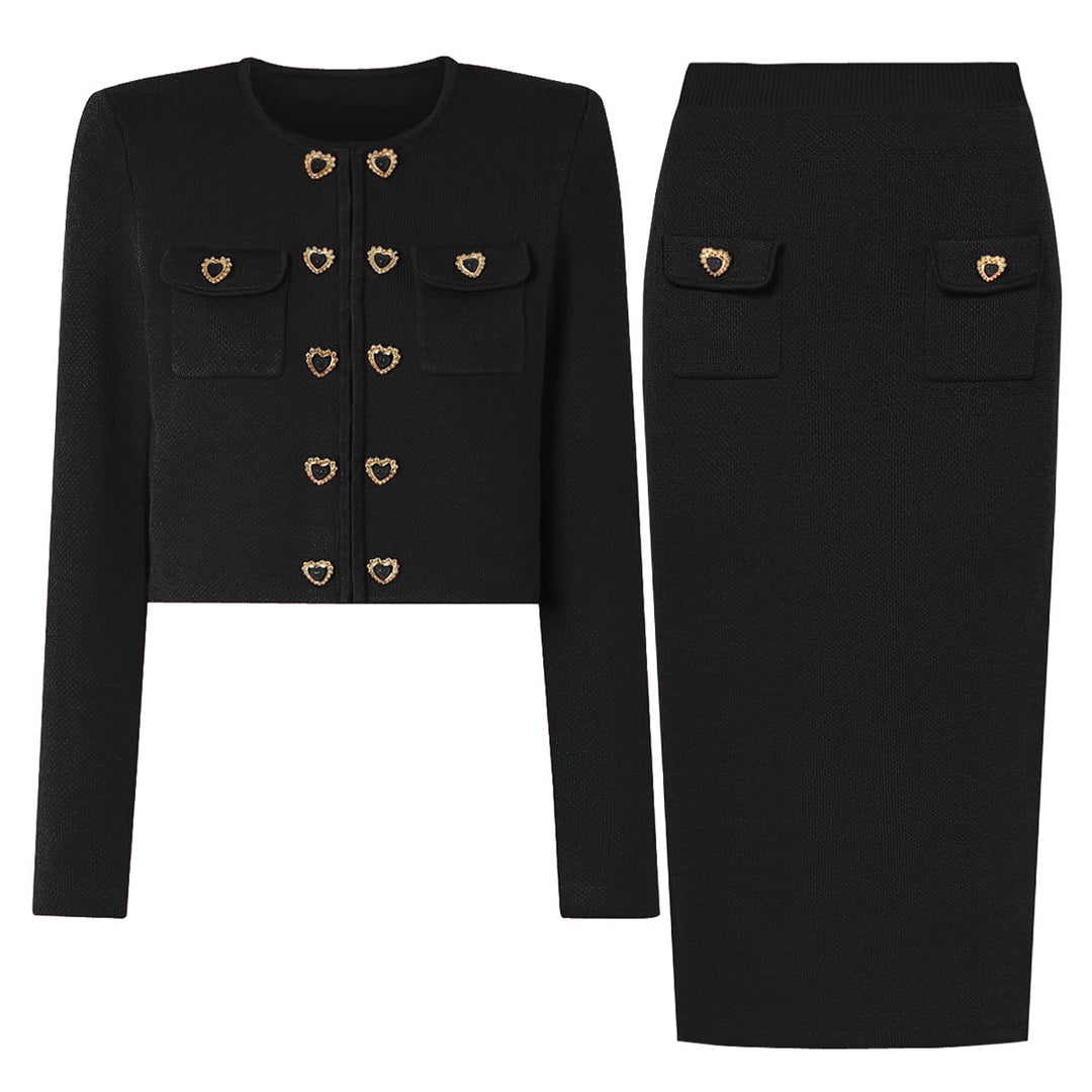 طقم محبوك من قطعتين مع أزرار على شكل قلب – أميليف