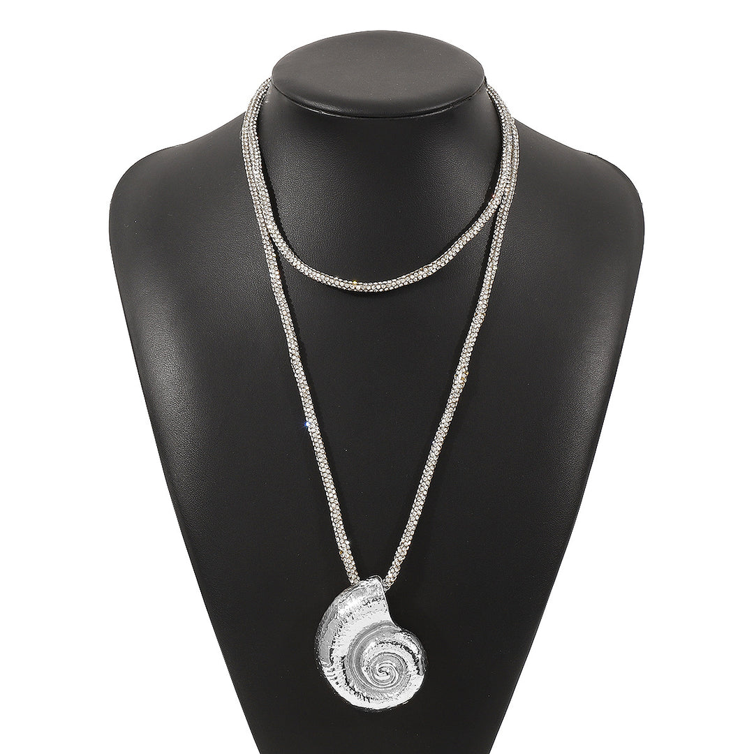 spiral shell pendant necklace with crystal rope chain – ARIA