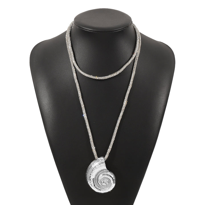 spiral shell pendant necklace with crystal rope chain – ARIA