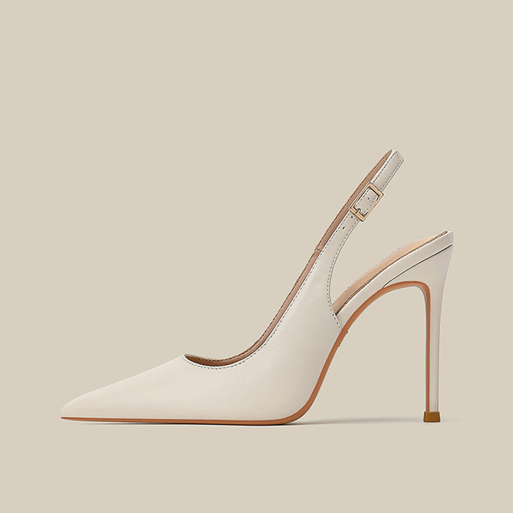 Pointed-Toe Leather Slingback Pumps – CAMILLE