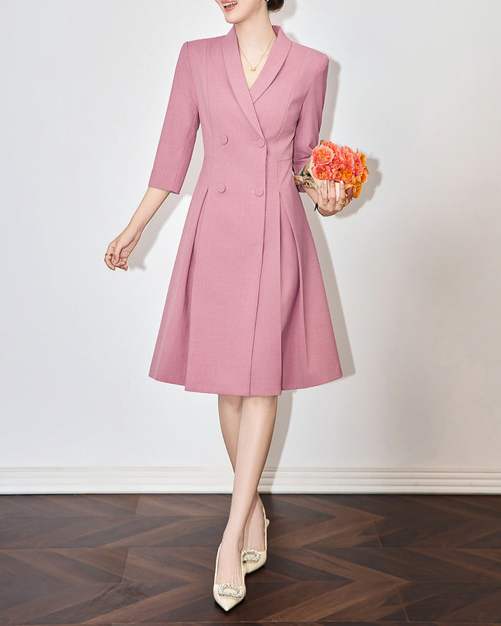 فستان بليزر مزدوج الصدر مع تنورة مطوية - لوناز