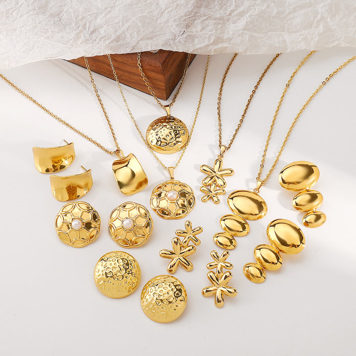 gold-plated geometric pendant jewelry sets in assorted designs – MIRA