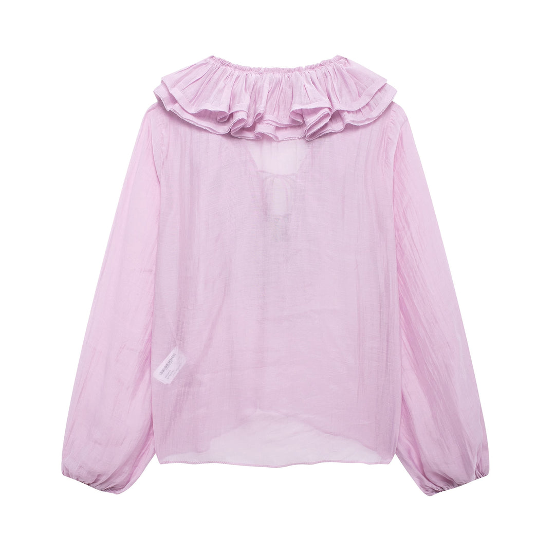 Blush Ruffle Tie-Neck Blouse - Romance