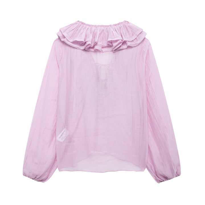 Blush Ruffle Tie-Neck Blouse - Romance