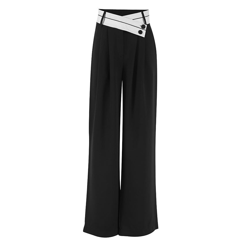 High-Waist Wide-Leg Pants with Contrast Belt Detail – EDGE