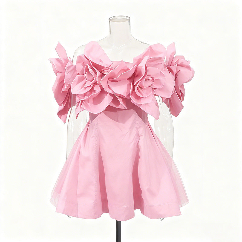 off-shoulder floral ruffle mini dress – RANDA