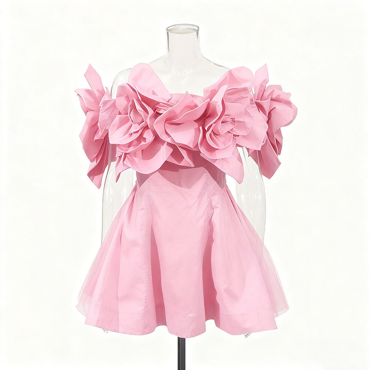 off-shoulder floral ruffle mini dress – RANDA