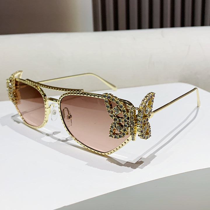 embellished butterfly-frame sunglasses with gradient lenses - AURELIXA