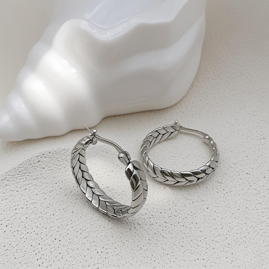 أقراط ذهبية مضفرة على شكل حلقة - سينيا