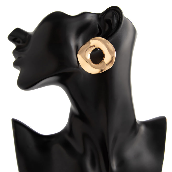 Asymmetrical hollow circle earrings with fluid surface - Nolmas