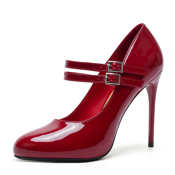 patent leather stiletto pump with double strap – RUBINA