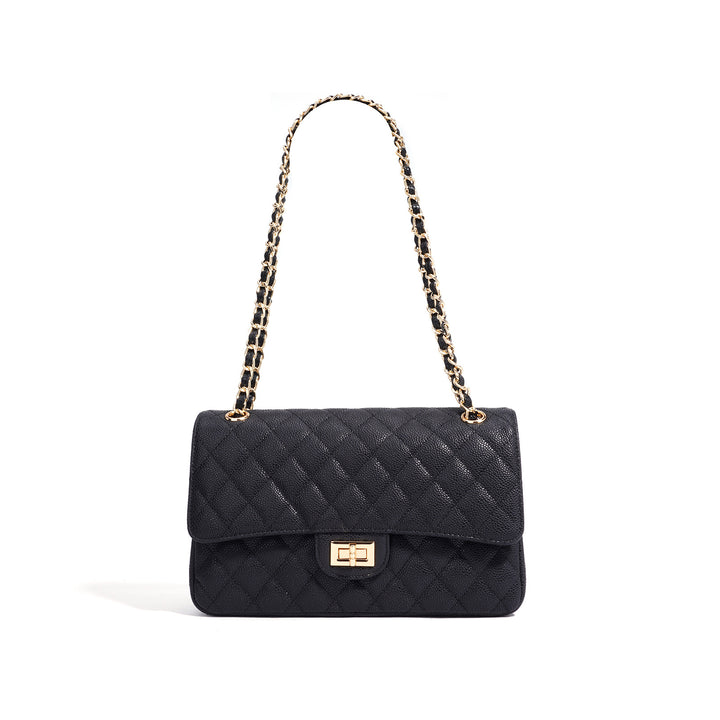 Black Quilted Chain Shoulder Bag – LUNÉVA