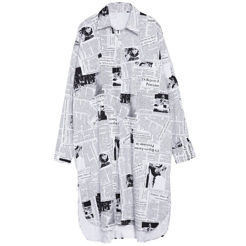 Newspaper Print Shirt Dress – MONO