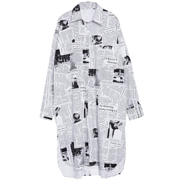 Newspaper Print Shirt Dress – MONO