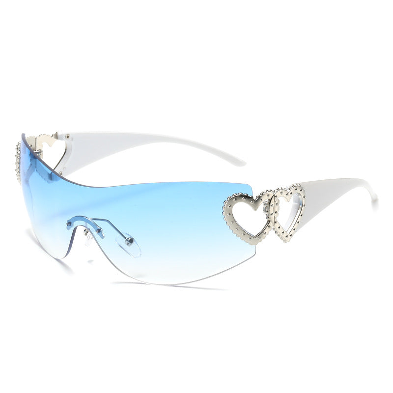shield sunglasses with heart metal detail - VALENTINA