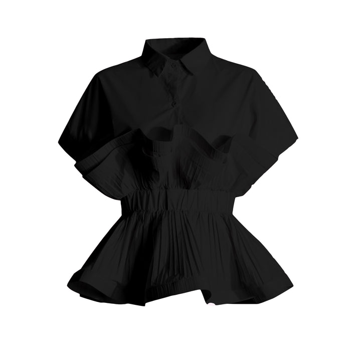 layered ruffle peplum blouse with collar – ROSALIE