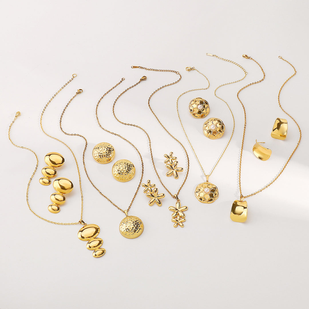 gold-plated geometric pendant jewelry sets in assorted designs – MIRA