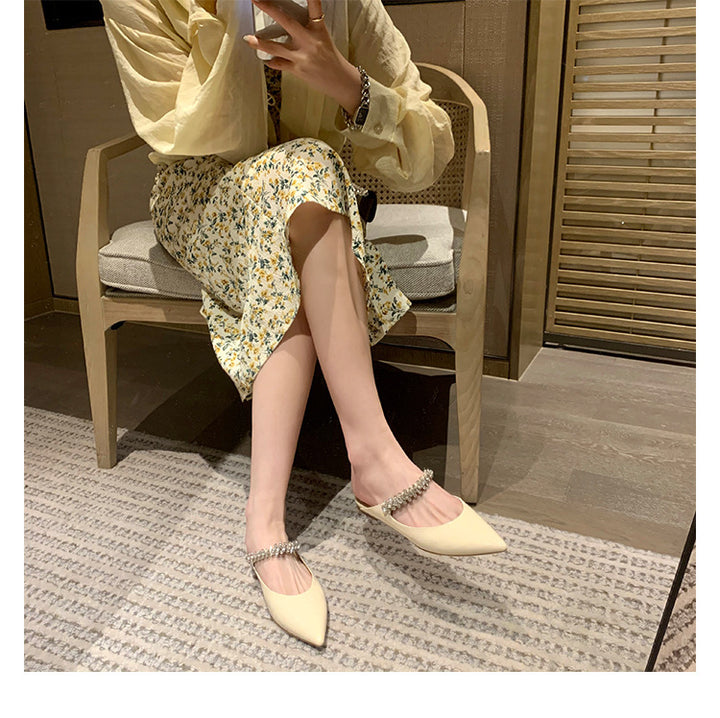 pointed toe flats with crystal strap - VERACI