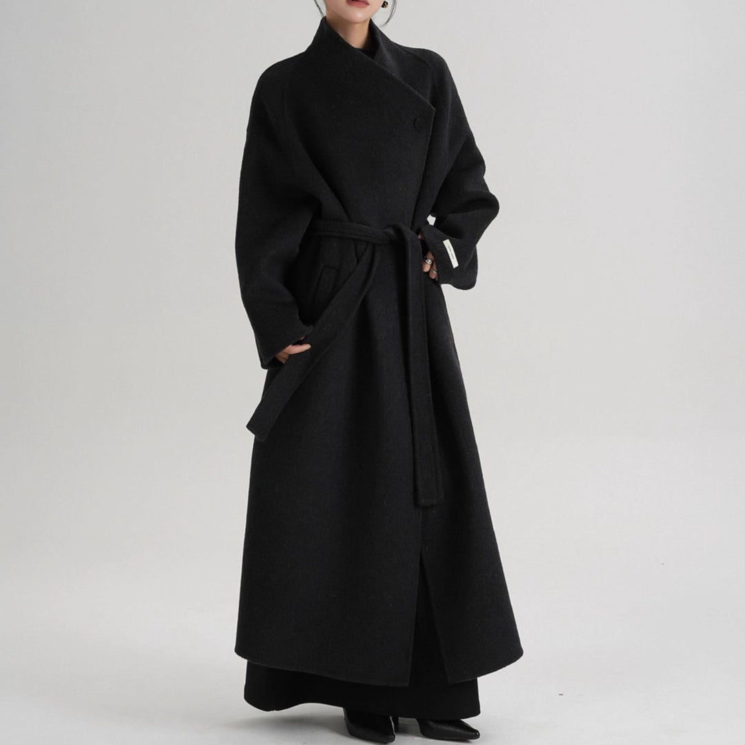 oversized belted wool coat – NOIR