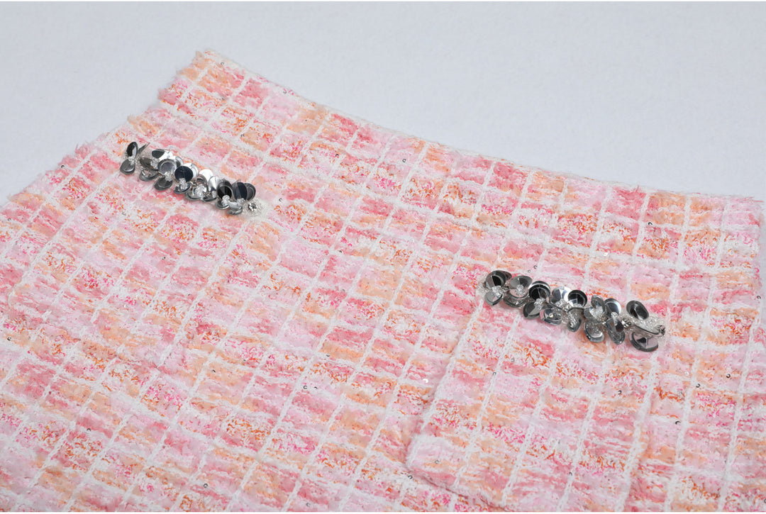 طقم تويد من قطعتين مع حواف من الترتر – سيلينيدي