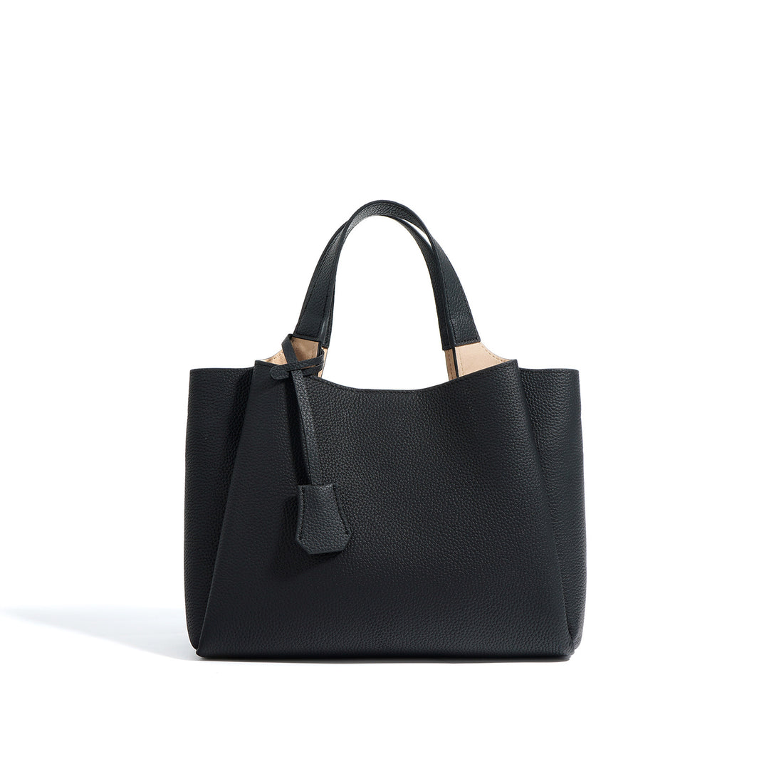 structured pebble leather tote with top handles - TERRAX