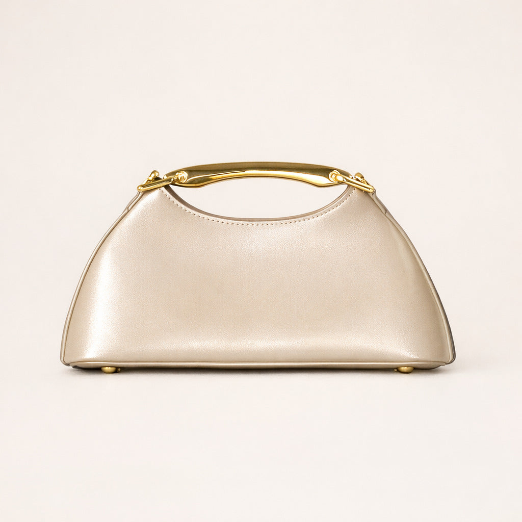 structured mini shoulder bag with gold handle – EMERALD