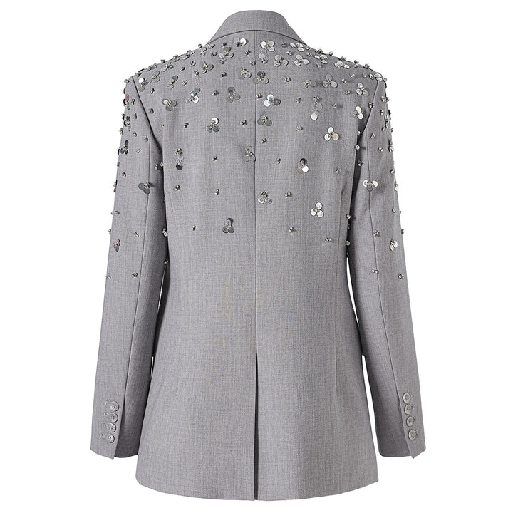 embellished tailored blazer with double-breasted closure – SILVER