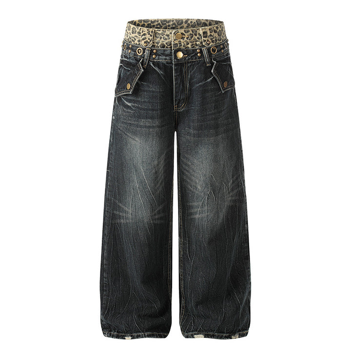 Vintage Washed Wide-Leg Denim Pants - Streetwear