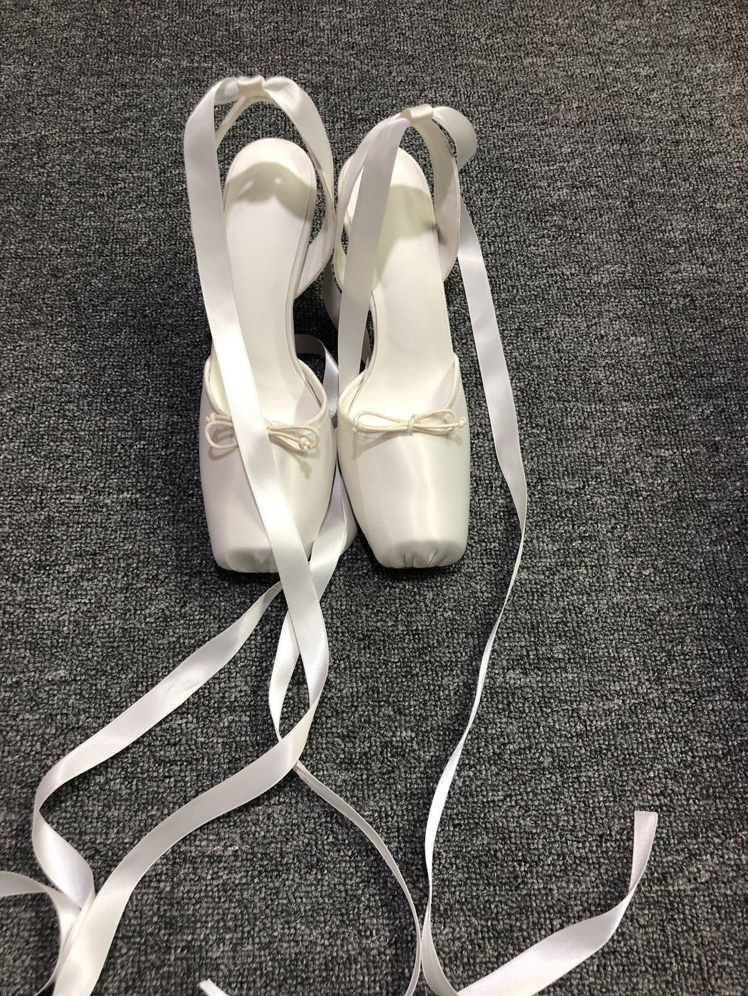 satin platform heels with ribbon ankle ties – BELLE